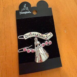 Disneyland Beauty and the Beast Silver and Pink Crystal Hair Clip Set